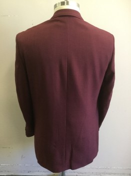 FALCONE, Wine Red, Polyester, Single Breasted, 2 Buttons,  Double Pocket Flap Detail, Lapel Seam Detail, Multiple