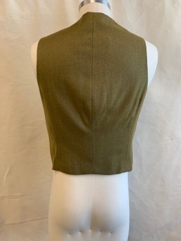 Mens, Historical Fiction Piece 3, BAROTEX, Lt Olive Grn, Black, Wool, Solid, Swirl , 36, 1500s, VEST, 9 Buttons Down Front, Round Neck