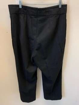 Mens, Pants 1890s-1910s, N/L, Black, Wool, Solid, 36/28, Flat Front, Btn Fly, 2 Pckts, Suspender Btns Inside