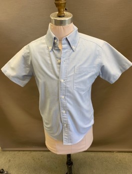 Childrens, Shirt, VAN HEUSEN, Blue, Cotton, Polyester, 8, S/S Button Down Collar 1 Pocket