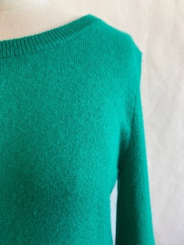C BY BLOOMINGDALE'S, Green, Cashmere, Solid, Crew Neck, Long Sleeves, Pull Over