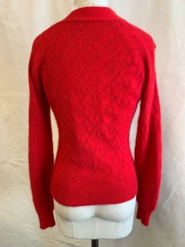 N/L, Red, Cashmere, Polyester, Solid, L/S, CN, Self Tie Attached