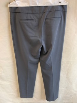 ANN TAYLOR, Medium Gray, Rayon, Polyester, Solid, Zip Front, Hook Closure, 4 Pockets, Creased Front, Straight Fit