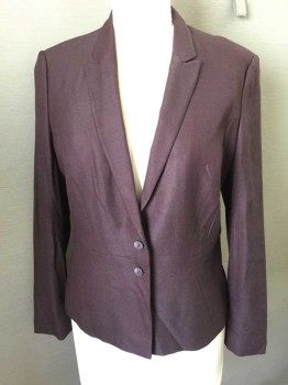 HUGO BOSS, Red Burgundy, Black, Viscose, Wool, Single Breasted, Collar Attached,  Peaked Lapel, 2 Buttons,  Waist Seam