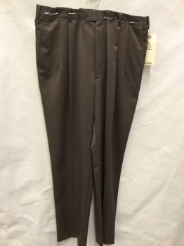 BRITCHES, Brown, Wool, Solid, Double Pleats, 2 Welt Pocket,