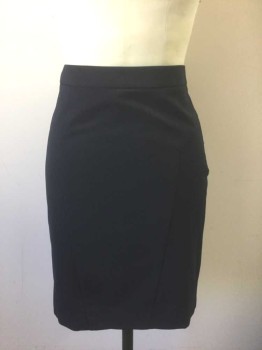 THE LIMITED, Midnight Blue, Polyester, Viscose, Solid, Very Dark Navy (Nearly Black), 1" Wide Self Waistband, Pencil Skirt, Angled Seams, Invisible Zipper at Side, Vent at Center Back Hem
