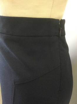 THE LIMITED, Midnight Blue, Polyester, Viscose, Solid, Very Dark Navy (Nearly Black), 1" Wide Self Waistband, Pencil Skirt, Angled Seams, Invisible Zipper at Side, Vent at Center Back Hem