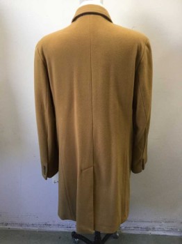 Mens, Coat, Overcoat, J CREW, Caramel Brown, Wool, Cashmere, Solid, 40, Single Breasted, 3 Buttons,  3 Pockets, Notched Lapel,
