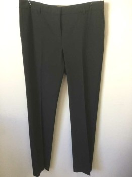 INC, Black, Polyester, Rayon, Solid, Mid Rise, Slim Leg, Zip Fly, 4 Pockets