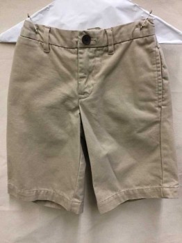 Childrens, Shorts, OLD NAVY, Lt Olive Grn, Cotton, Solid, 8, Flat Front, Zip Front, D-string Waistband, Cargo Style
