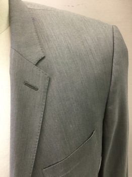 DOLCE & GABBANA, Lt Gray, Wool, Silk, Solid, Single Breasted, 2 Buttons,  Hand Picked Notched Collar/Lapel, 1 Back Vent