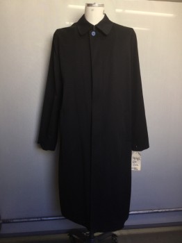 LONDON FOG, Black, Cotton, Polyester, Solid, Black, Button Front, Collar Attached, Attachable Lining