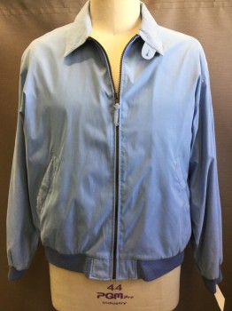 WEATHERPROOF, Lt Blue, Polyester, Cotton, Solid, Zip Front, Collar Attached, 2 Pockets,