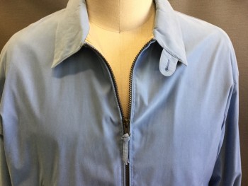 WEATHERPROOF, Lt Blue, Polyester, Cotton, Solid, Zip Front, Collar Attached, 2 Pockets,