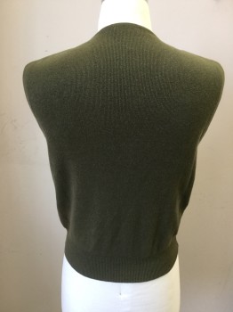 SUIT SUPPLY, Moss Green, Linen, Cotton, Solid, V Button Front, 3 Pockets, Ribbed Knit Back Waistband