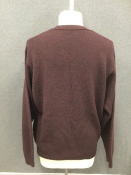 PENDLETON, Red Burgundy, Wool, Solid, Button Front, 2 Pockets, Long Sleeves, Ribbed Knit Waistband/Cuff