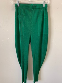 Womens, Sci-Fi/Fantasy Pants, N/L, Green, Polyester, Solid, 26, Elastic Waist, Permanent Pleating, 2 Pockets,