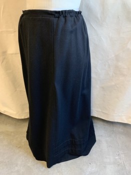 Womens, Skirt 1890s-1910s, NL, Baby Blue, Wool, Solid, H: 46, W: 36 , Drawstring, Vertical Seams, Horizontal Layered Pleats on Hem, Floor Length Hem