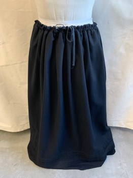 Womens, Skirt 1890s-1910s, NL, Baby Blue, Wool, Solid, H: 46, W: 36 , Drawstring, Vertical Seams, Horizontal Layered Pleats on Hem, Floor Length Hem