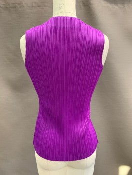 NL, Purple, Polyester, Solid, High Neck, Open Front, Stretch Crepe