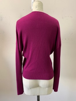 LEITH, Purple, Rayon, Cotton, Solid, Deep V-N, Wrap Style