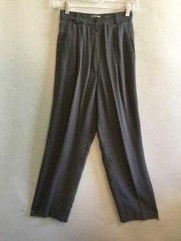 Womens, Suit, Pants, Calvin Klein, Gray, Cotton, Rayon, Solid, 4, Pleated