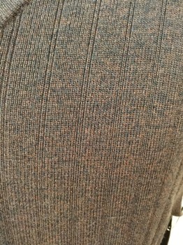JOHN W NORDSTROM, Brown, Black, Wool, Heathered, Stripes - Vertical , Pullover, V-neck,