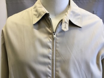 POLO R.L., Khaki Brown, Polyester, Solid, Zip Front, Collar Attached, 2 Pockets,