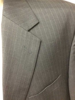 Mens, Suit, Jacket, ARROW, Charcoal Gray, Lt Gray, Wool, Stripes - Pin, 44R, Single Breasted, 2 Buttons,  Notched Lapel,