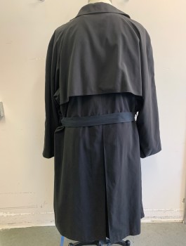ROCHESTER BIG & TALL, Black, Cotton, Polyester, Solid, Double Breasted, Collar Attached, 2 Welt Pockets, **With Matching Belt