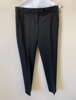 THEORY, Black, Wool, Lycra, Solid, Mid Rise, Tab Waist, Zip Front, 4 Pockets