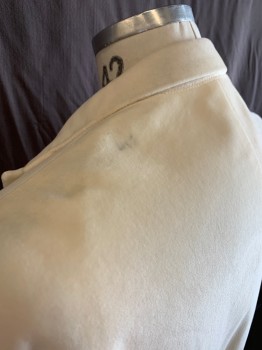 PERRY ELLIS, Off White, Cotton, Solid, Notched Lapel, 1 Button Single Breasted, 3 Pocket, Double Vent, Mark On Back Left Shoulder