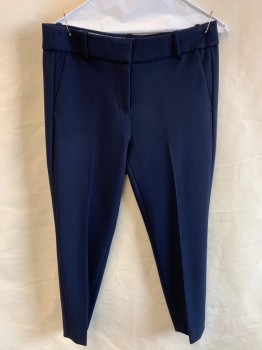 J CREW, Navy Blue, Polyester, Viscose, Solid, Zip Front, Hook Closure, 4 Pockets, Creased Front, Skinny Fit
