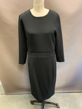 MALENE BIRGER, Black, Polyester, Elastane, Solid, CN, with  2 Inch Elastic Inset, at WB, CB Zipper, Zipper Detail at Back Vent.