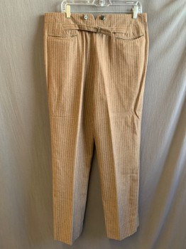 Mens, Historical Fict Suit Piece 2, MTO, Rust Orange, Black, Chocolate Brown, Wool, Stripes - Vertical , I32, W36, F.F, Button Front, 5 Pockets, Suspender Buttons, Adjustable Back Belt