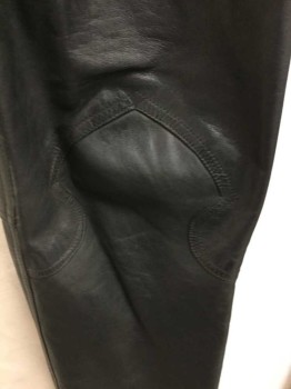 Mens, Leather Pants, LORDS, Black, Leather, Solid, 36/34, Button  Fly, 5 Pockets, Slightly Boot Cut Leg, Stylized Seams/Panel At Knees