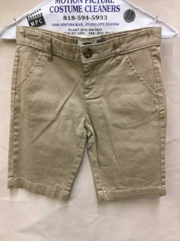 Childrens, Shorts, OLD NAVY, Khaki Brown, Cotton, Solid, 10, Flat Front, Zip Front,