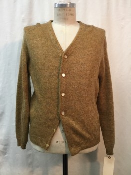 GOLD LABEL, Brown, Mohair, Wool, Heathered, Heather Brown, Button Front,