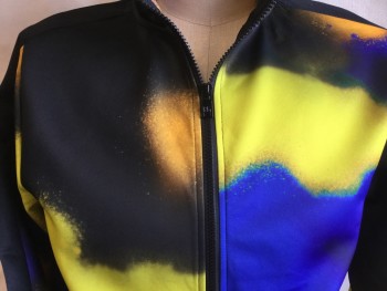 REBEL MINDS, Black, Brown, Royal Blue, Purple, Yellow, Polyester, Spandex, Tie-dye, Jacket:  Collar Attached, Zip Front, Long Sleeves, 2 Pockets with Matching Pants