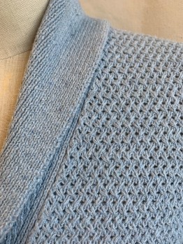J. CREW, Baby Blue, Cotton, Heathered, Ribbed Knit Shawl Collar, Long Sleeves Cuffs, Hem and 2 Pockets Trim, Button Front, Long Sleeves,