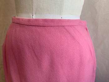 WONDAMERE, Bubble Gum Pink, Wool, Solid, 3/4"Waistband, Side Zip, Center Back Pleat
