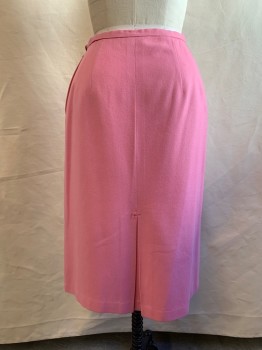 Womens, Skirt, WONDAMERE, Bubble Gum Pink, Wool, Solid, H 38, W 26, 3/4"Waistband, Side Zip, Center Back Pleat