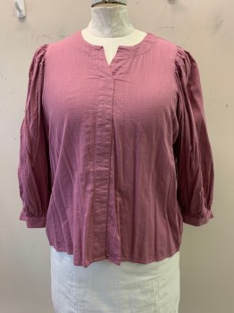 A.N.A., Mauve Pink, Cotton, Rayon, Solid, V-N, L/S,