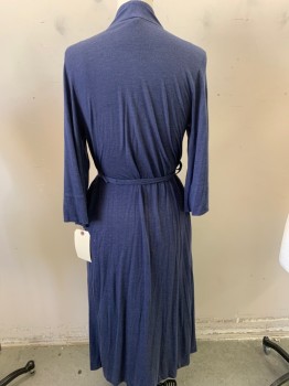 Womens, SPA Robe, NATORI, Navy Blue, Modal, Polyester, Solid, S, 2 Pockets, with Belt
