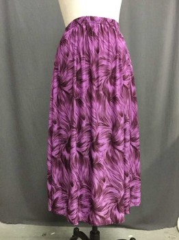 Purple, Plum Purple, Poly/Cotton, Abstract , Elasticated Waist