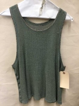 N/L, Sea Foam Green, Cotton, Silk, Solid, Aged/Distressed,  Knit, Multiples