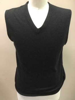 J CREW, Charcoal Gray, Wool, Solid, V-neck, Pullover,