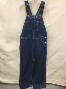 Mens, Overalls, CARHARTT, Blue, Cotton, Heathered, 32, 30, Blue Denim, 2 Gold Button on the Side
