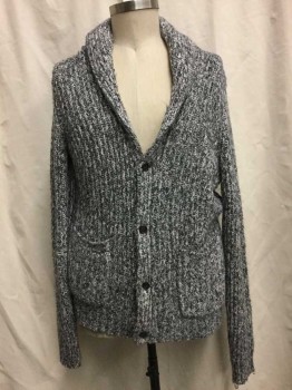 GOOD FELLOW, Heather Gray, Multi-color, Cotton, Synthetic, Heathered, Heather Gray/ Multi Color, Button Front, 2 Pockets,
