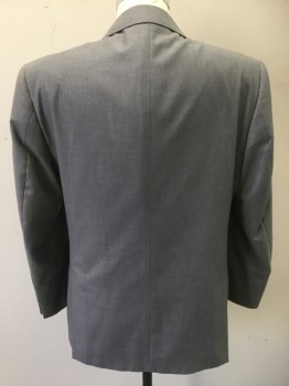 PRTO FILO, Lt Gray, Polyester, Viscose, Solid, Single Breasted, 3 Buttons,  Notched Lapel, 2 Back Vents,